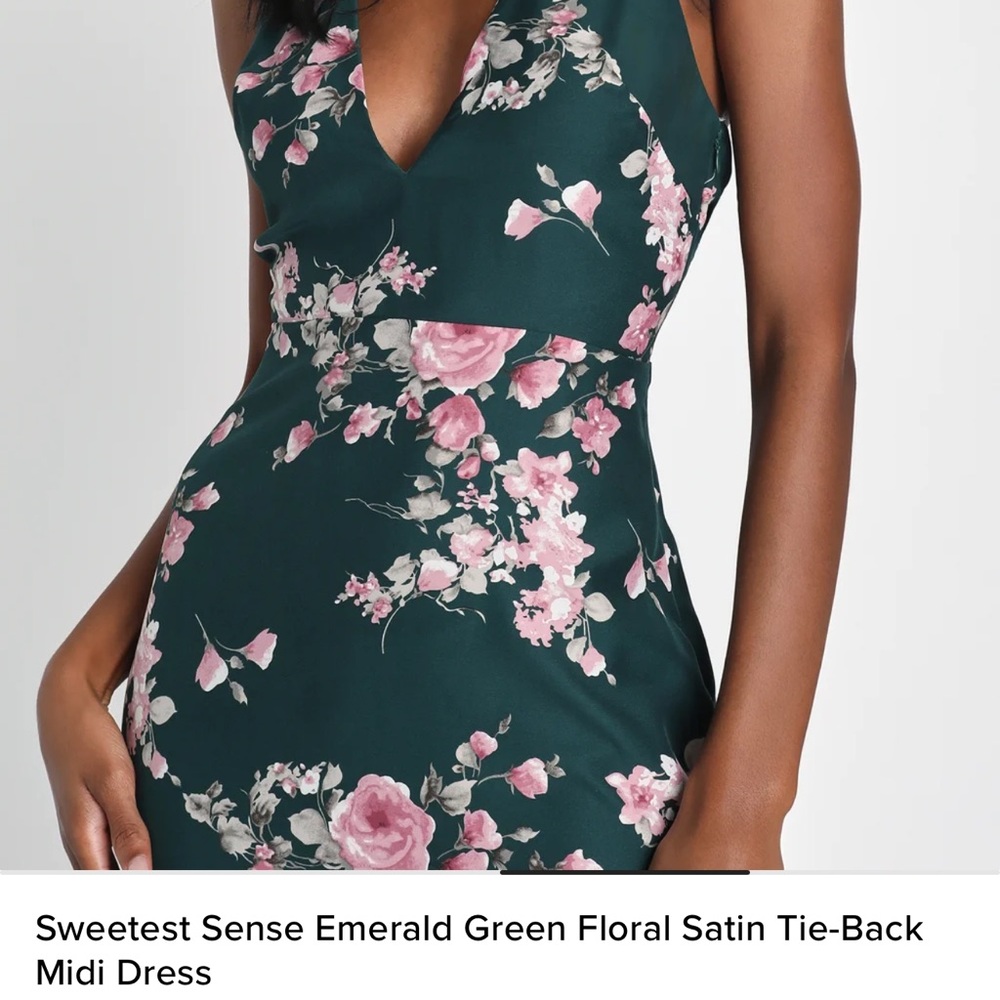 Green Floral Satin Dress